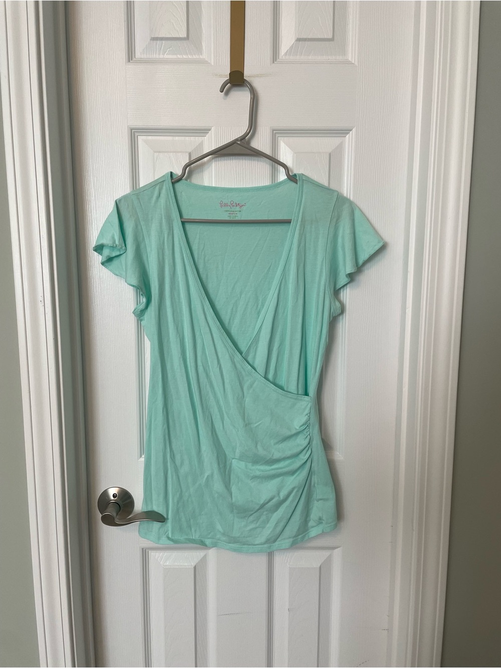 Lilly Pulitzer Clementina Top Faux Wrap Short Sleeves